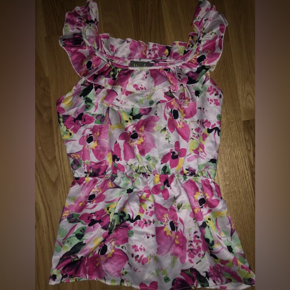 Maude Floral Peplum Sleeveless Blouse Size M
